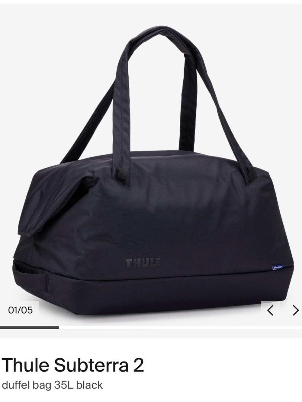 Thule Subterra 2 Black Duffel Bag with Dual Top Handles